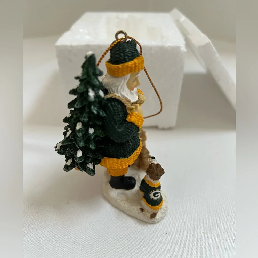 Green Bay Packers Santa Dog Christmas Ornament Limited Edition Box Hologram